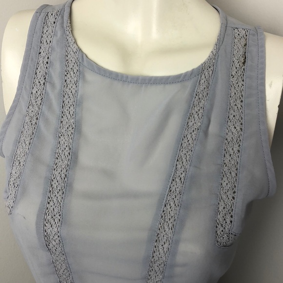 Finn & Clover Gray Sheer Open Back Peplum Top Size S - Picture 3 of 9